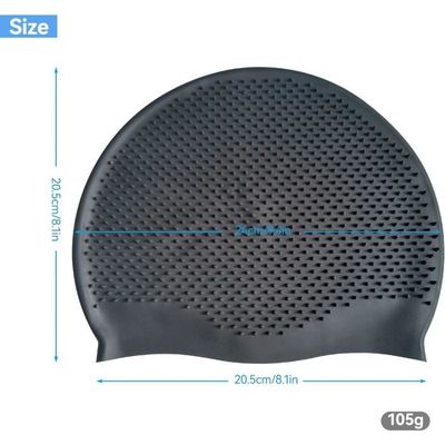 Lot De 2 Bonnets De Bain En Silicone – Avec Protection Oreilles, Taille Large Pour Cheveux Longs, Noir Et Blanc !