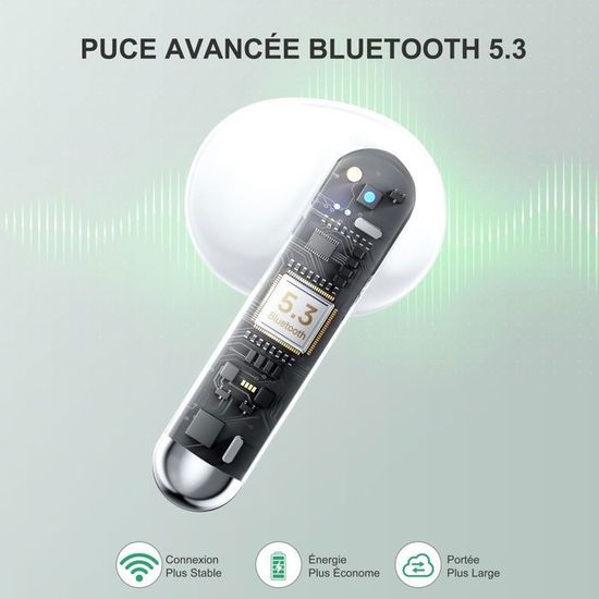 Écouteurs Intra-Auriculaires Bluetooth 5.0 Stéllar A50 - Réduction De Bruit - Blancs Neufs
