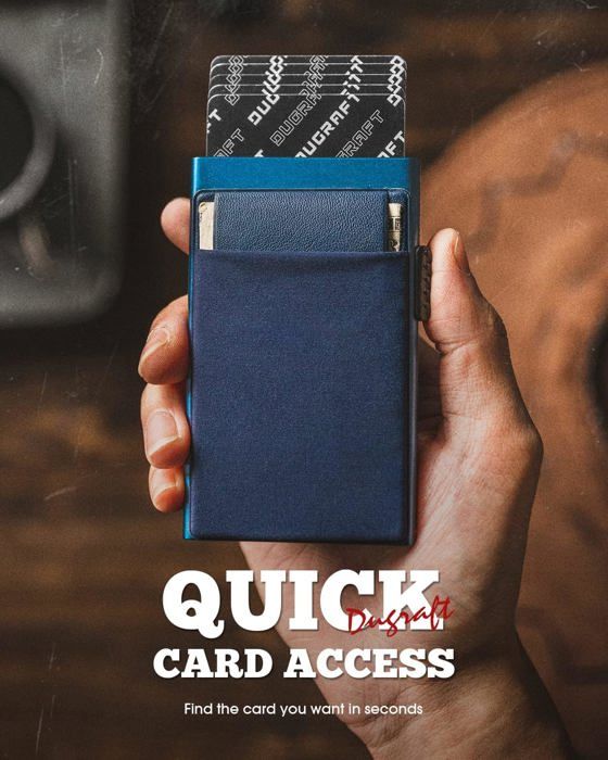 Porte-Cartes RFID Minimaliste Homme - Protection Anti-Scan - Pop-Up - 6 Cartes - Noir