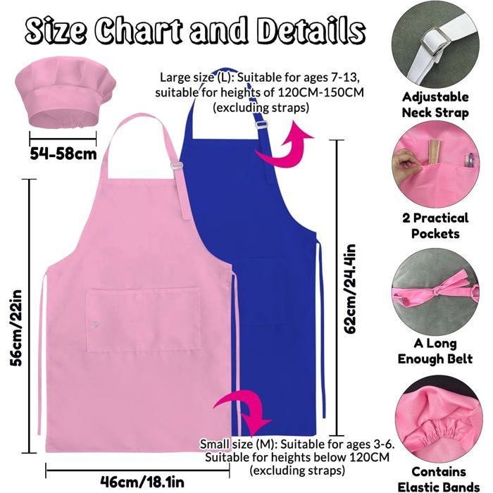 Tablier Enfant Personnalisé Avec Nom + Toque De Chef - Cadeau Cuisine & Peinture Filles Garçons