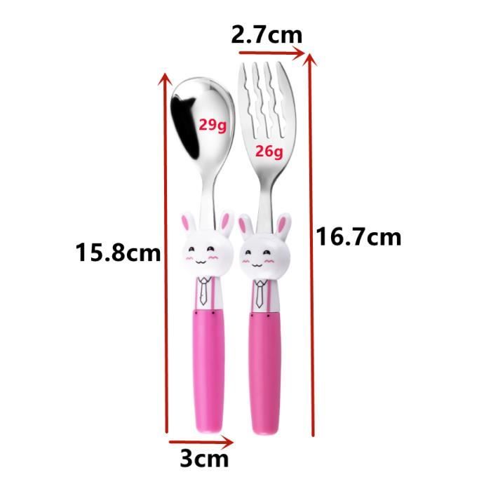 EORPAVU Ensemble Couverts Enfant 3 Pièces En Acier Inox 304 - Motif Dessin Animé Mignon, Fourchette Cuillère Couteau Avec Boîte Cadeau