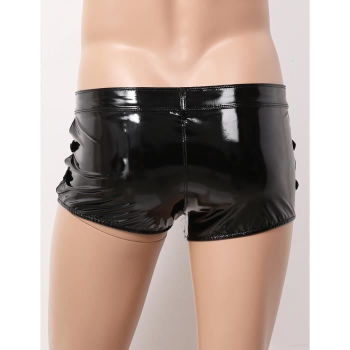 Calecon Cuir Homme Boxer Moulant Taille Basse Pantalons Court Lingerie Nuit Short Cuir Sexy Slips En Cuir Artificiel Clubwear M XXL Cdiscount Boutique Erotique