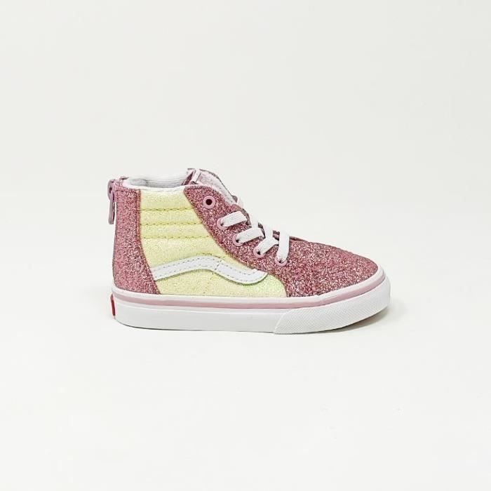 Baskets enfant VANS Old Skool V Glitter CS - Rose - Scratch