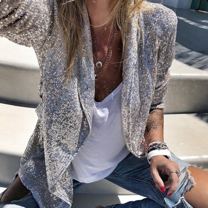 Blazer brillant femme clearance