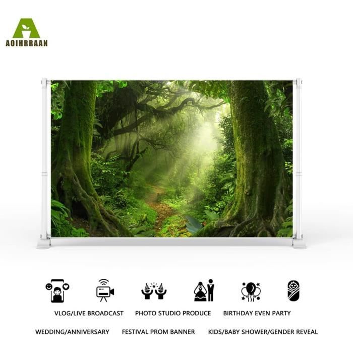 Toile De Fond Jungle Enchantée 3x2.4m - Décoration Anniversaire Enfant, Photobooth, Fête