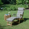 Beautissu Coussin bain de soleil Flair DC 200x50x8cm - Gris clair  - Coussin transat Coussin chaise longue Coussin jardin-2