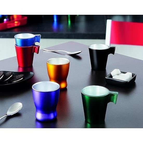 Luminarc Lot De 6 Tasses Flashy Expresso Verre Rouge 8cl - Résistantes Et Élégantes