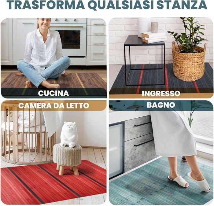 Tapis En Bambou Pour Cuisine/salle De Bain - 75x100 Cm, Antidérapant, Lavable, Naturel - Couleur Sable Doré Tapis Salle De Bain