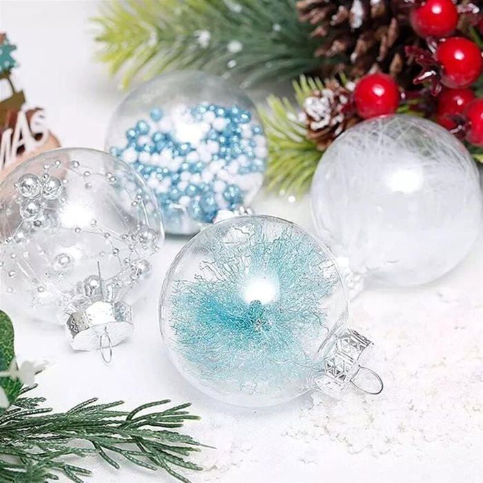 Boules De Nol Transparentes 12 Pices Remplir DIY Dcorations En Plastique Pour Nol 8 Cm YYV - Maison
