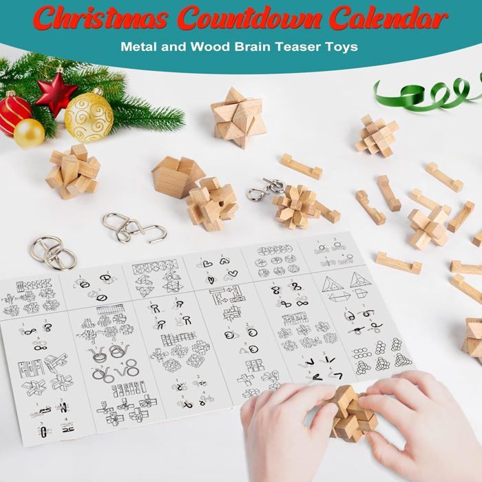 Calendrier De L’Avent 2025 - 24 Puzzles En Métal, Bois Et Plastique - Cadeau Noël Enfants Et Adultes