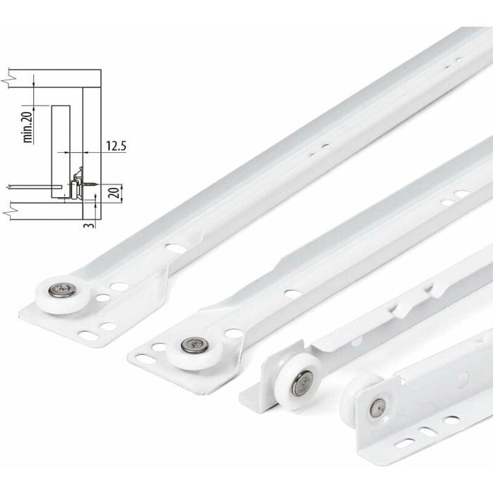 Estika Lot de 2 Rails de Guidage - 120 cm - Blanc - Plastique - pour