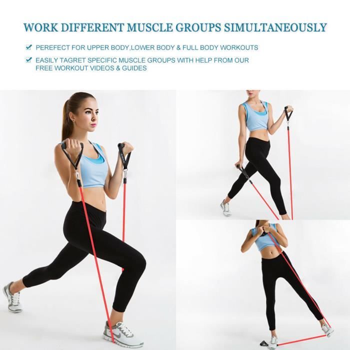 Kit Bandes De Résistance Fitense Femmes – 5 Niveaux + Ancrage Porte, Sac – Musculation, Pilates, Étirements