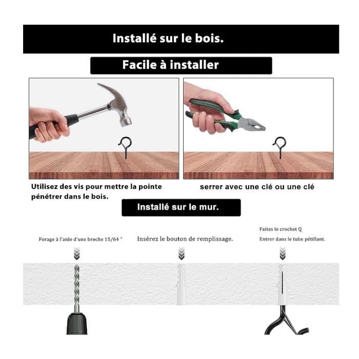 C57986 - Lot De 10 Crochets Pitons Coudés À Visser 5X95 Mm En Forme C