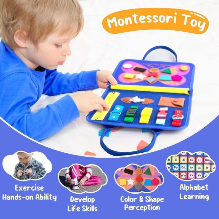 Tiny Nomads Busy Board Montessori – Tableau D'Activités En Bois, 12 Fonctions, Dès 1 An