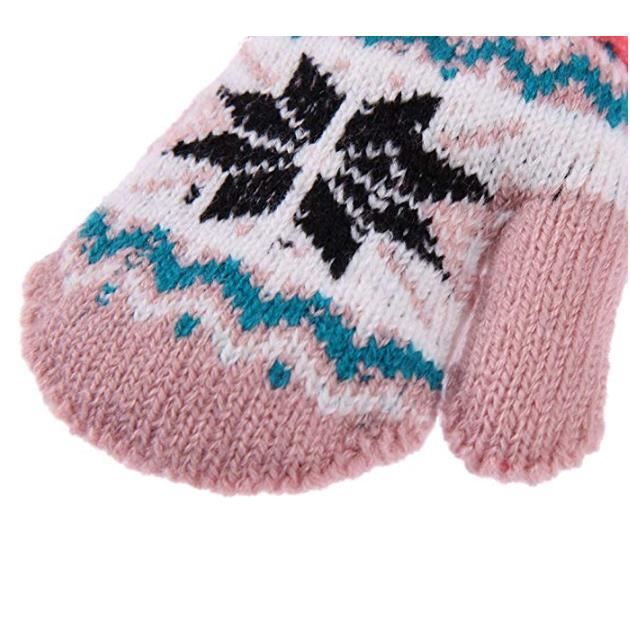 Enfant Gants avec Ficelle Unisexe Bébé Fille Garçons Doigts Couverture  Mitaines en Laine Velours Gants Epaisses Cartoon Mignon pour