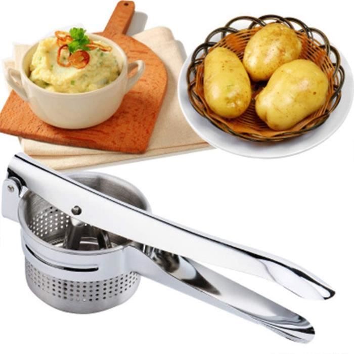 Presse-purée Manuel Inox Avec 3 Disques - Grand Modèle Pour Purée, Légumes, Fruits - Écrase Pommes De Terre Facilement