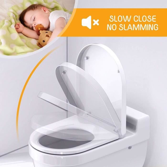 HOMELODY Abattant WC Frein de Chute 43,5x37x5cm Cuvette WC avec Dégagement  Rapide à un Bouton Lunette Toilette Blanc Antibactérien - Cdiscount  Bricolage