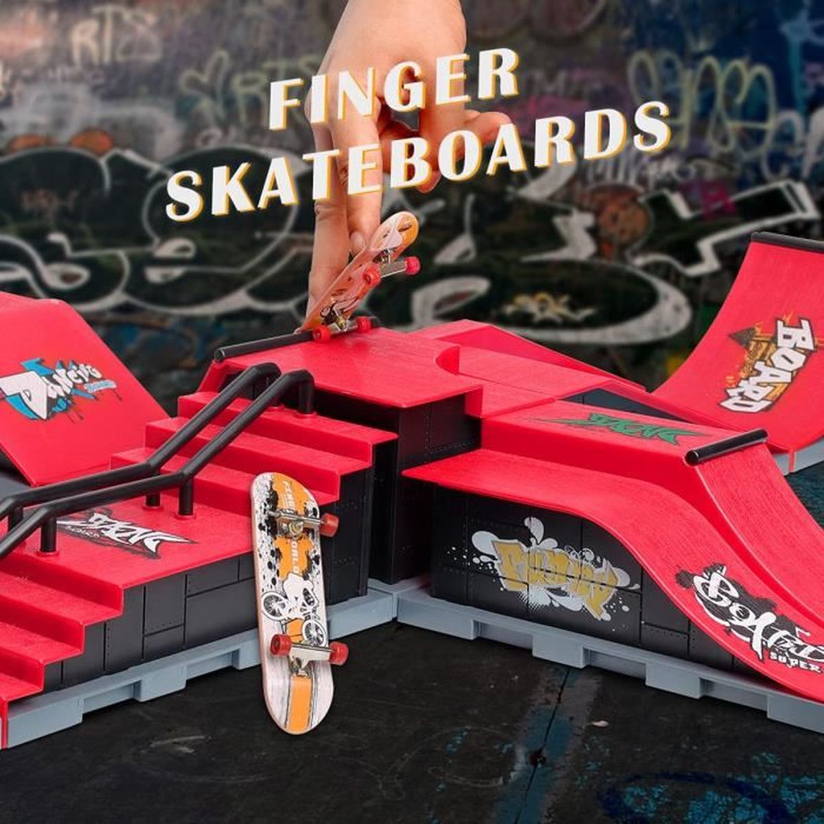 E Aolieh Finger Skateboard et Rampe Accessoires Set de Fingerboard Skate Park Jouets Set DIY Finger Skate Board Ultimate Sport Training Requisiten Jouets pour Enfants 