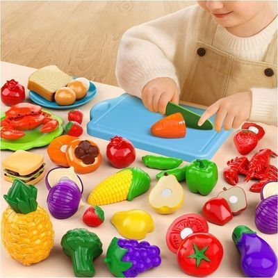 Set De Cuisine Enfant 52 Pièces – Casseroles Inox, Aliments à Découper Et Fruits à Peler – Cadeau Éducatif Dès 3 Ans