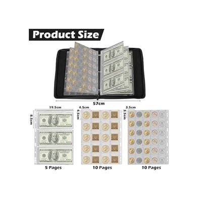 415 Poches Classeur Pieces de Monnaie 15 pages Classeur Piece pour45x45mm/35x35mmMonnaie/Billets Aum version mixte version CAPSULE