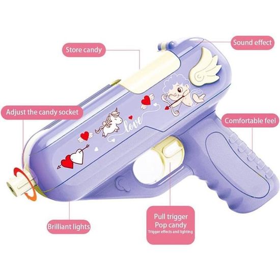 Colcolo Arme de Bonbons Surprise Sucette Pistolet Doux Jouets Surprise Enfants Je t/'aime Jouets Sonores Rose