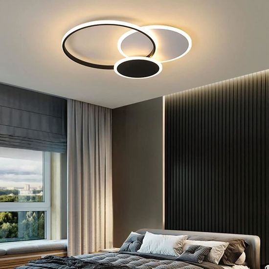 35W LED Plafonnier Chambre Dimmable avec Télécommande et Mode Veilleuse,  Lampe de Plafond Couleur Réglable avec Bord Bois, Bla[273] - Cdiscount  Maison