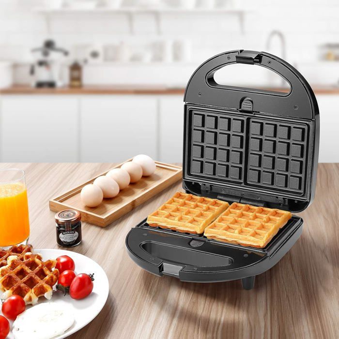 Appareil Croque-Monsieur 3 En 1 Liebfeld 750W - Gaufrier + Gril Contact - Plaques Amovibles + Livre Recettes