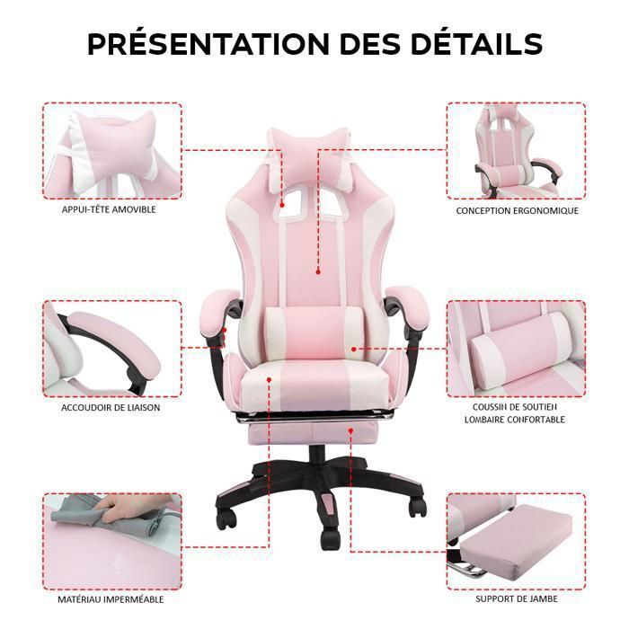 Ferghana Chaise de gaming ergonomique - Chaise de bureau respirante en Ferghana Chaise de gaming ergonomique - Chaise de bureau respirante en