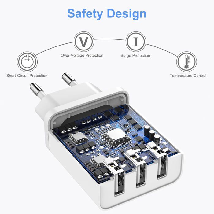 Chargeur Mural USB GaN 100W 4 Ports Européen Pour Ordinateur Portable