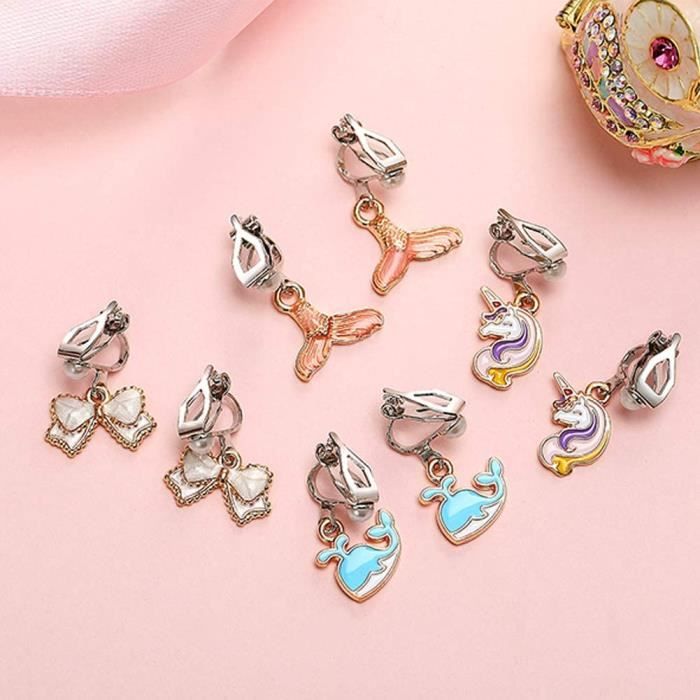 6 Paires De Boucles D'oreilles Clips Pour Filles Guyode - Hypoallergéniques, Non Percées, Styles Cœur, étoile, Papillon... Boucles D'oreilles Clips Pour Filles
