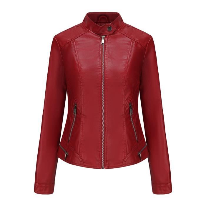 Veste en 2025 cuir femme rouge