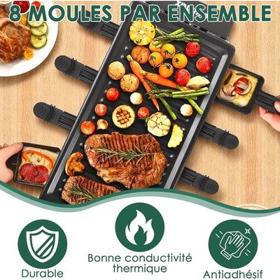 Poelon Raclette Carré 8Pcs Caquelon Raclette Revêtement