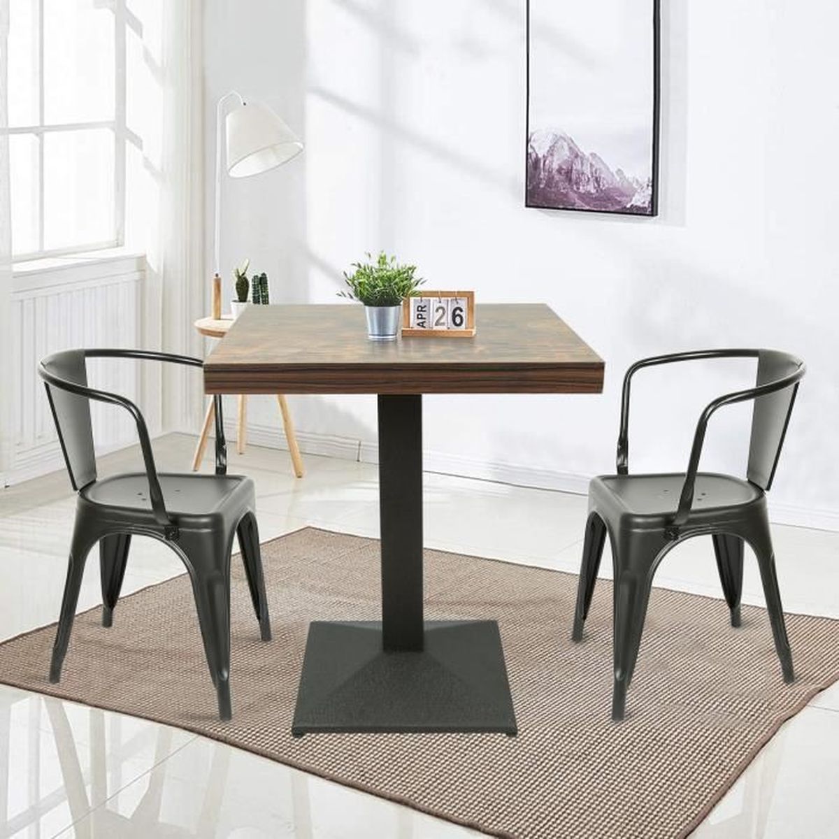 Table De Bar Réglable En Hauteur 60x60 Cm - Plateau Acier Inoxydable, Pieds Aluminium, Hauteur 70/110 Cm - 5