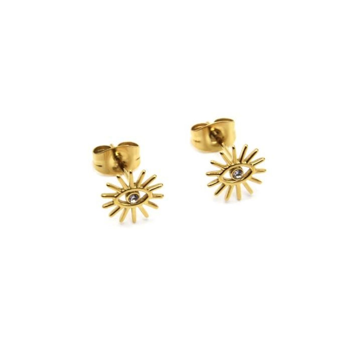 Boucles D'oreilles Clip Doré Tête De Lion Strass Noir - Longues - EH7 - Neuf Sans Emballage