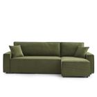 BAÏTA Canapé d'angle convertible et réversible 4 places ZOLA velours côtelé vert