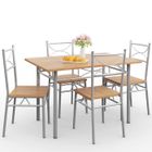 CASARIA Ensemble 5 pièces Paul hêtre 1 Table 4 chaises métal laqué Cuisine Ensemble Table et chaises pour Salle à Manger Design élégant