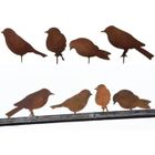 Décoration de Jardin en Métal - DLZAOAO - 4 Oiseaux Rouillés avec Vis - Fer - Marron