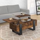 IDMARKET Table basse 2 plateaux relevables PHOENIX bois effet vieilli et noir