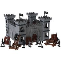 Chateau Fort Medieval enfant 65 pieces Figurines Chevaliers Soldats et accessoires Forteresse Set Jouet Fantastique et carte