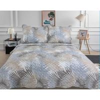 Fanny & Céline Couvre lit boutis 2 Places 220X240cm Dessin imprimé avec 2 Taies 65X65cm_C-1-84 Gris Fanny & Céline Couvre lit boutis 2 Places 220X240cm Dessin imprimé avec 2 Taies 65X65cm_C-1-84 Gris