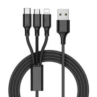 Câble Multi USB 3 en 1 Multi Chargeur USB Câble en Nylon Tressé Lightning Micro-USB et USB Type-C pour Smartphones ONEPLUS