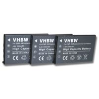 vhbw 3x Batteries remplacement pour Casio NP-20DBA pour appareil photo reflex (550mAh, 3,6V, Li-ion) 