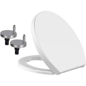 ABATTANT WC Lunette Wc Ovale Blanche Avec Fermeture En Douceur Et Libération Rapide Avec Fixation Supérieure En Plastique Et Charnières [p1521]