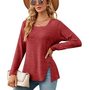 PULL Pull Femme Col Carré Manches Longues Casual Pullov