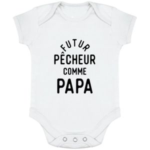 BODY body bébé | Cadeau imprimé en France | 100% coton | Futur pêcheur comme papa