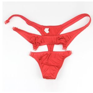 STRING - TANGA String Tanga pour hommes Strings Sexy Appeal Hollow Perspective Briefs Lingerie rouge