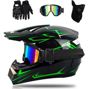 Casque Moto Cross Enfant Casque VTT Integral (avec Gants Lunettes Masque)  Professionnel Casque de Motocross pour Jeunes et Adulte Certifié DO T -  pour