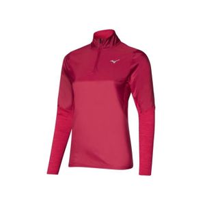 T-SHIRT MAILLOT DE SPORT T-Shirt Running Femme Mizuno Hybrid HZ Rouge - Manches Longues - Respirant