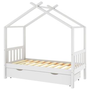 STRUCTURE DE LIT YOSOO Cadre de lit d'enfant avec un tiroir Blanc P
