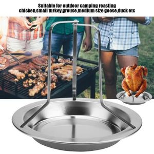 USTENSILE GK09257-Tbest Support de poulet 1pc acier inoxydable support de poulet rôti vertical rôtissoire support barbecue griller barbecue o